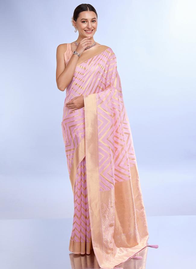 Pink Organza Jacquard Work Saree